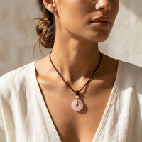 Rose Quartz Stone Pendant Orbit