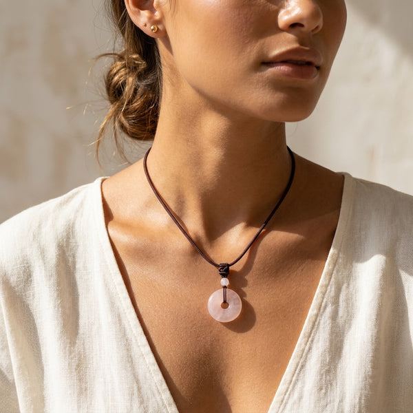Rose Quartz Stone Pendant Orbit