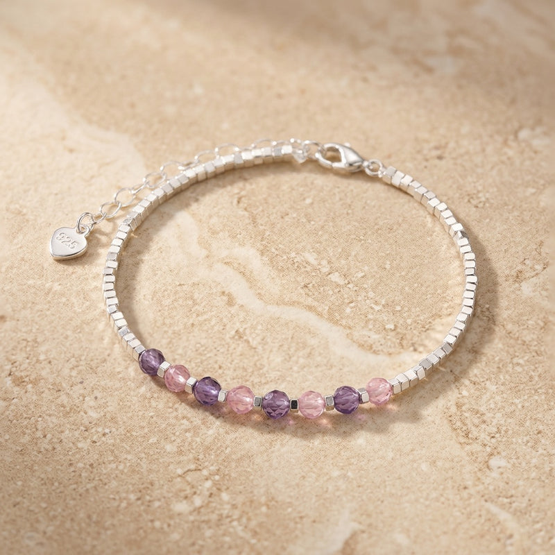 Lepidolite & Rose Quartz Bracelet "Serenity Bloom"