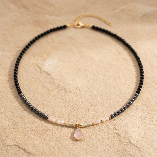 Pink Quartz Stone Necklace "Blush Serenity"