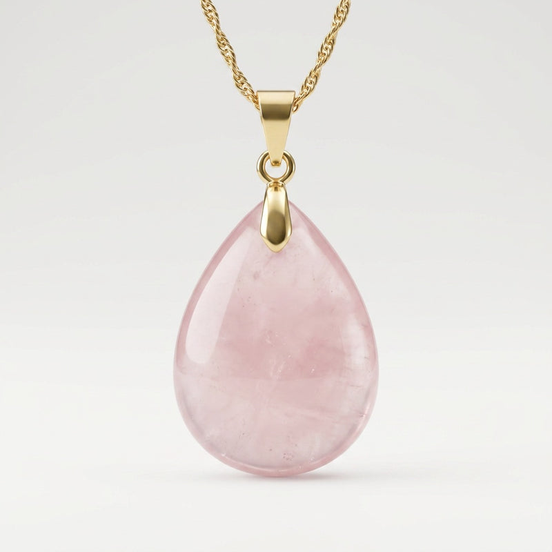 Rose Quartz Stone Necklace “Perle”