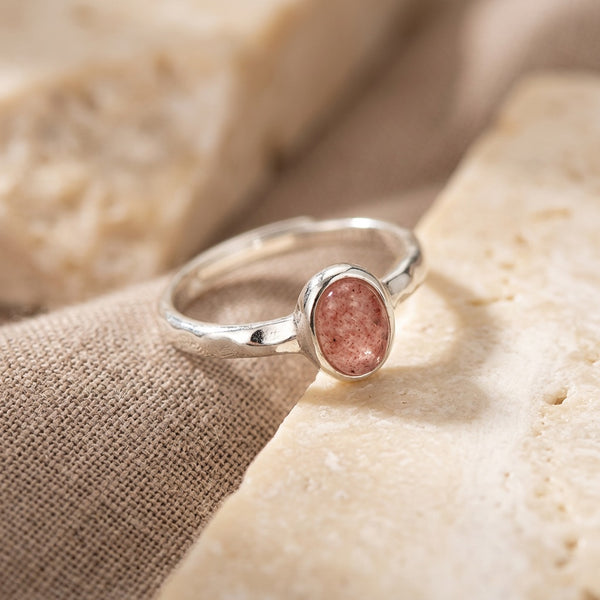 Adjustable Rose Quartz Ring "Velour"