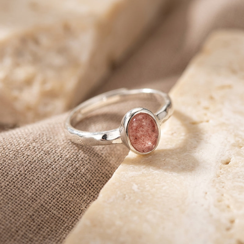 Adjustable Rose Quartz Ring "Velour"