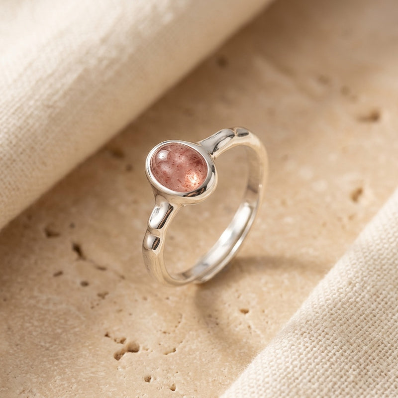 Adjustable Rose Quartz Ring "Velour"