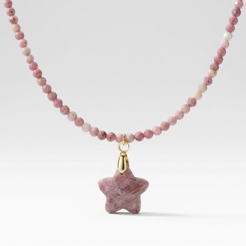 Rhodochrosite Stone Necklace "Stela"