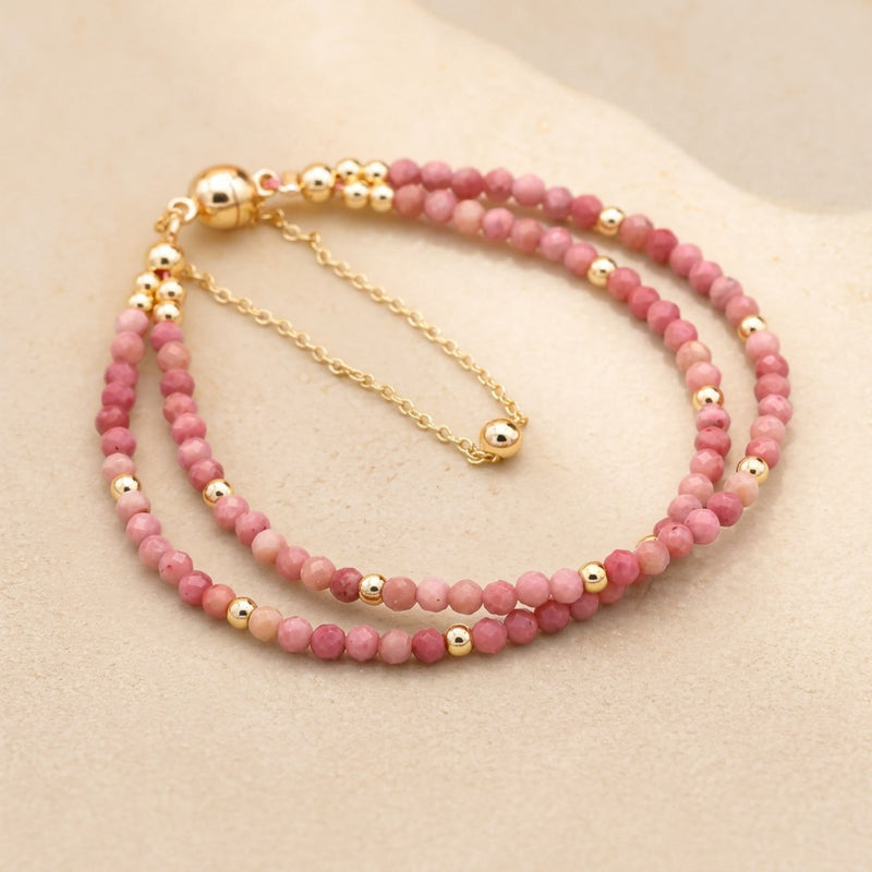 Rhodonite Stone Bracelet “Velora Bloom”