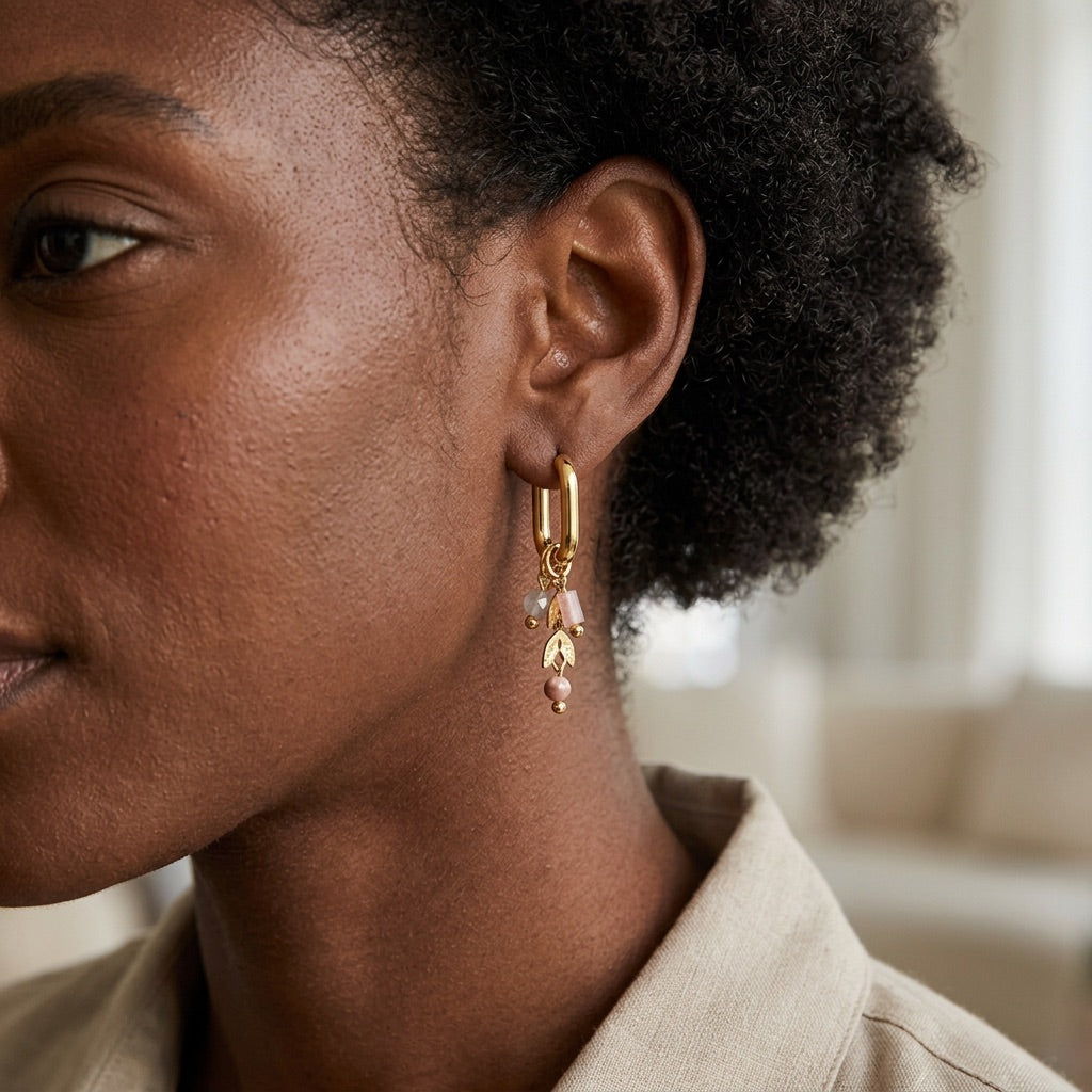 Rhodonite earrings "Noctara"