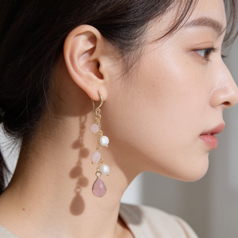 Rose Quartz  Earrings “Mirelya”