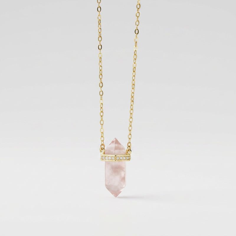 Rose Quartz Necklace "Saturn"