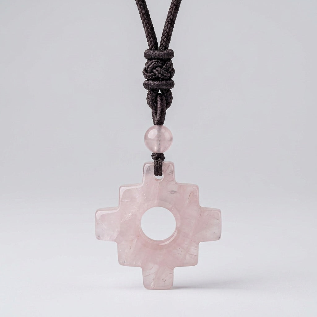 Rose Quartz Necklace "Tetris"