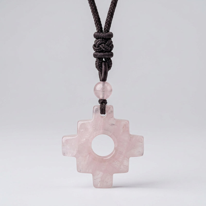 Rose Quartz Necklace "Tetris"