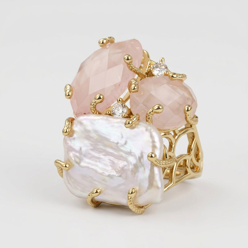 Rose Quartz Stone Ring "Diana"