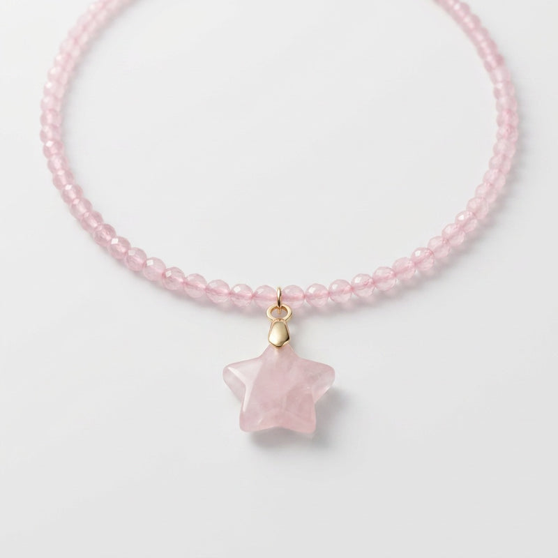 Rose Quartz Star Necklace "Stela"