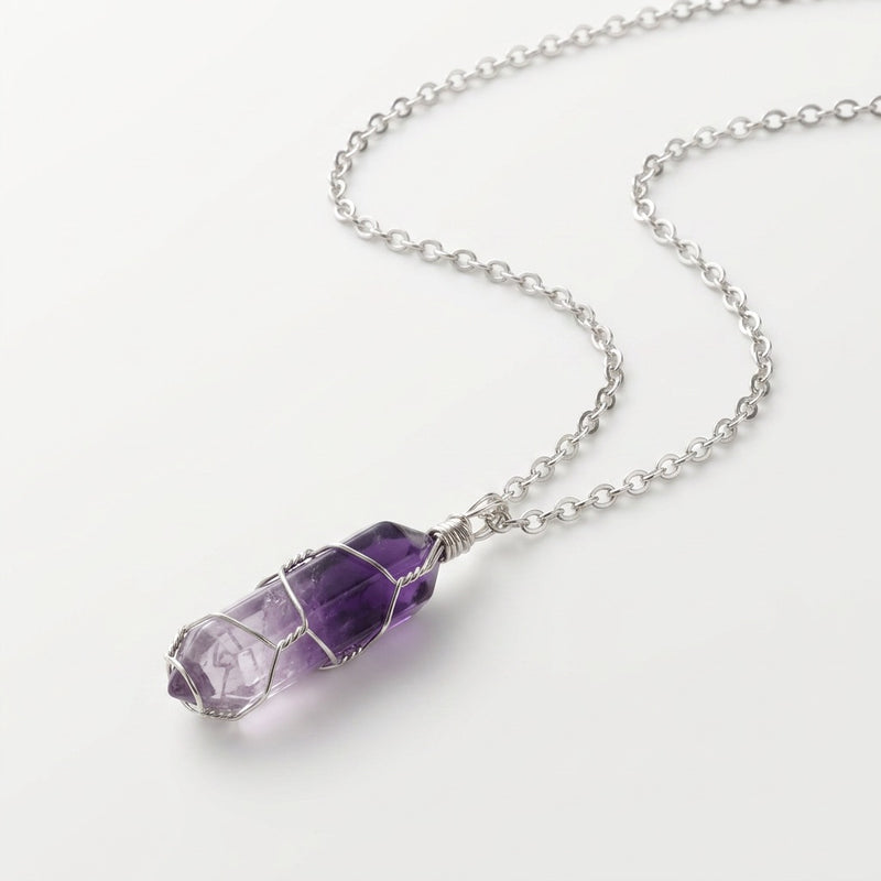 Silver Amethyst Necklace "Nexa Veil"