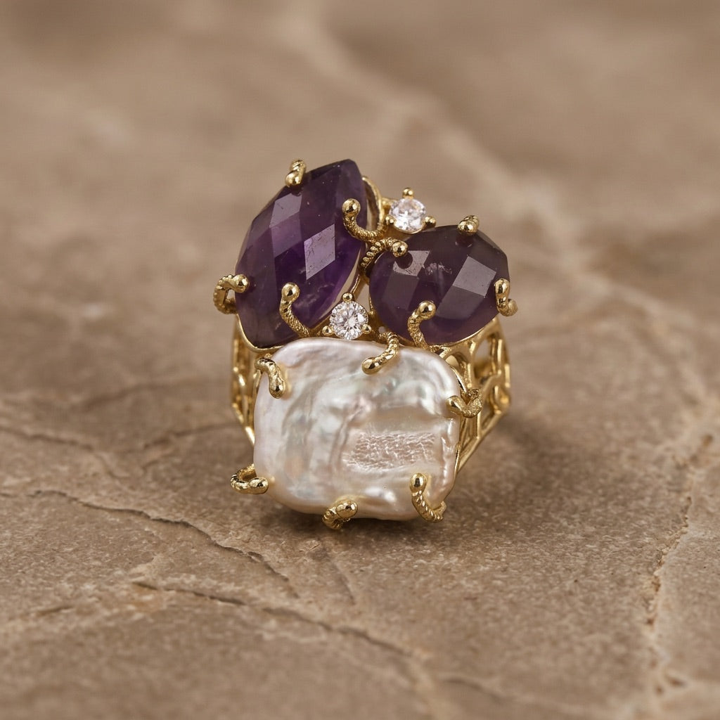 Amethyst Stone Ring "Diana"