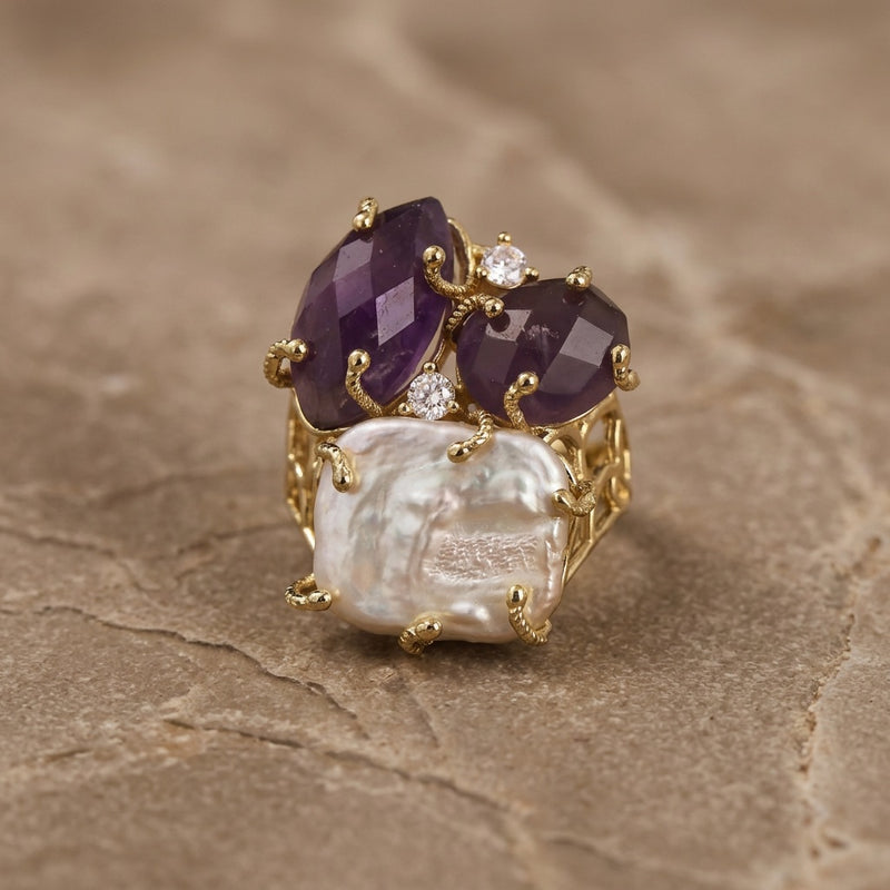 Amethyst Stone Ring "Diana"
