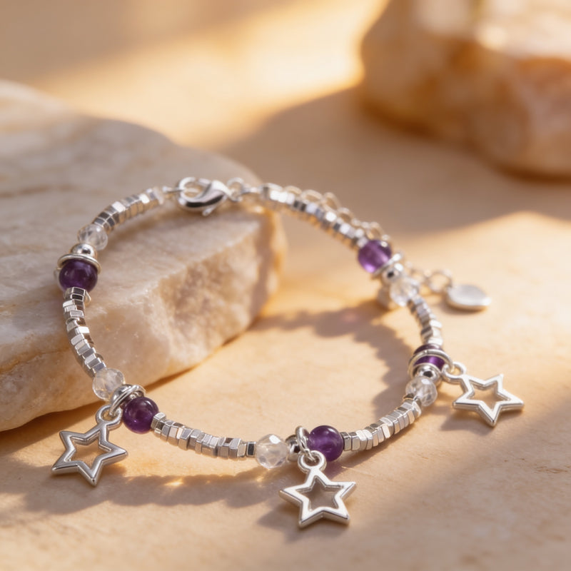 Amethyst Stone Bracelet "Celestia Star"
