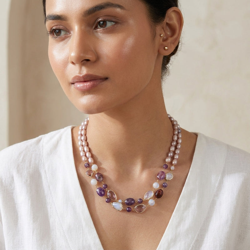 Amethyst & Moonstone Necklace "Diva"