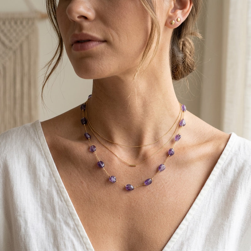 Purple Amethyst Stone Necklace "Velora"