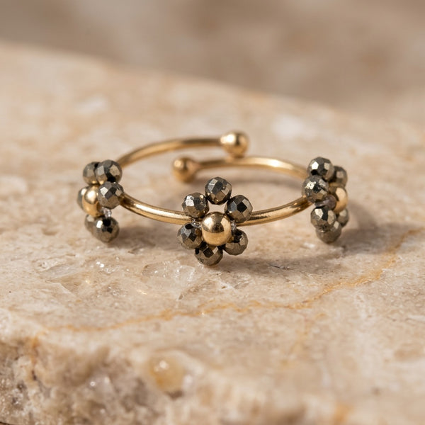 Pyrite Ring adjustable "Flower"