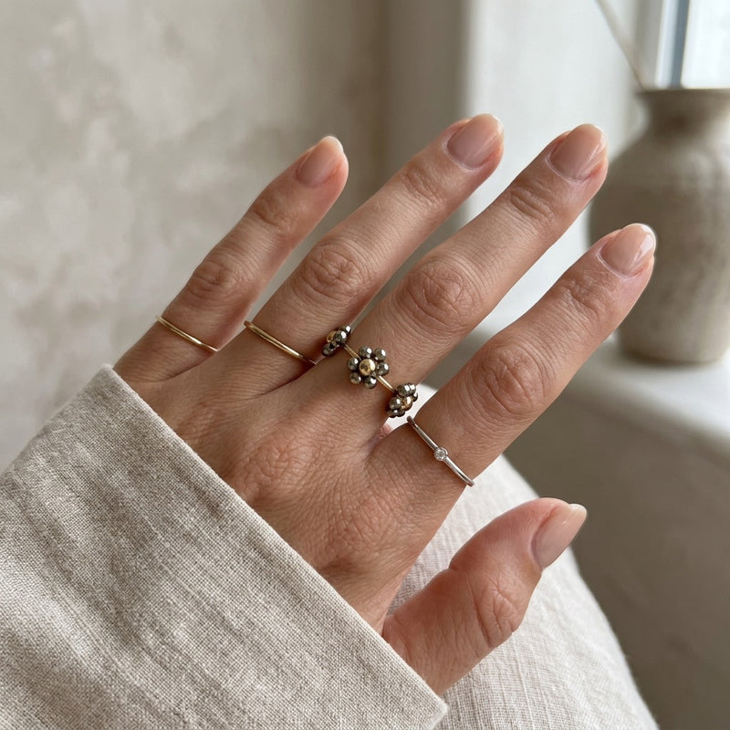 Pyrite Ring adjustable "Flower"