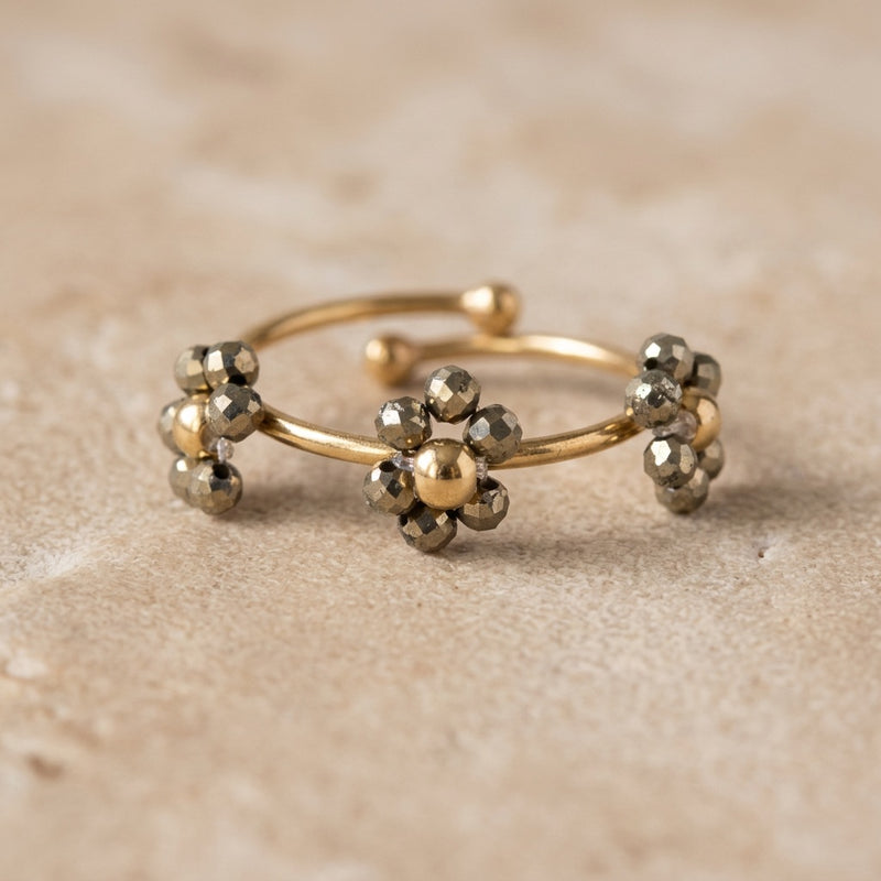 Pyrite Ring adjustable "Flower"