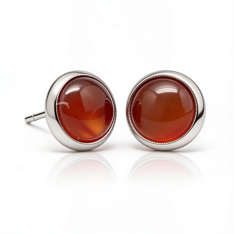 Red Agate Stud Earrings "Orbita"