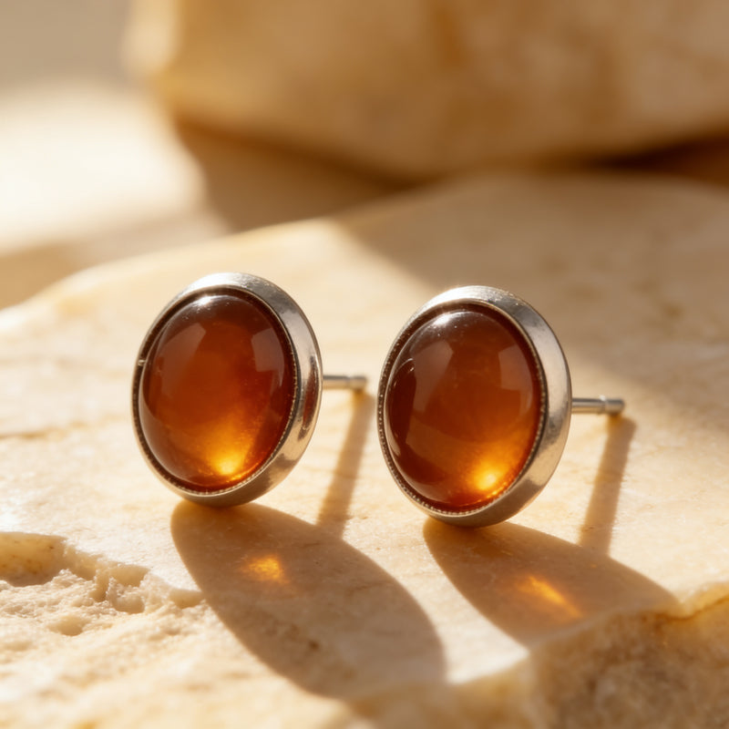Red Agate Stud Earrings "Orbita"