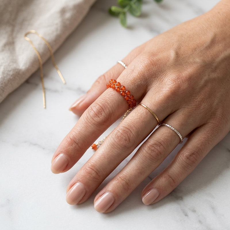 Red Agate Ring "Grape"