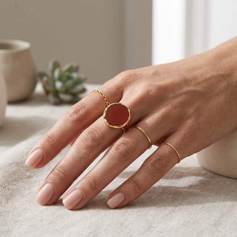 Red Agate Ring "Jupiter" adjustable