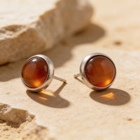 Red Agate Stud Earrings "Orbita"