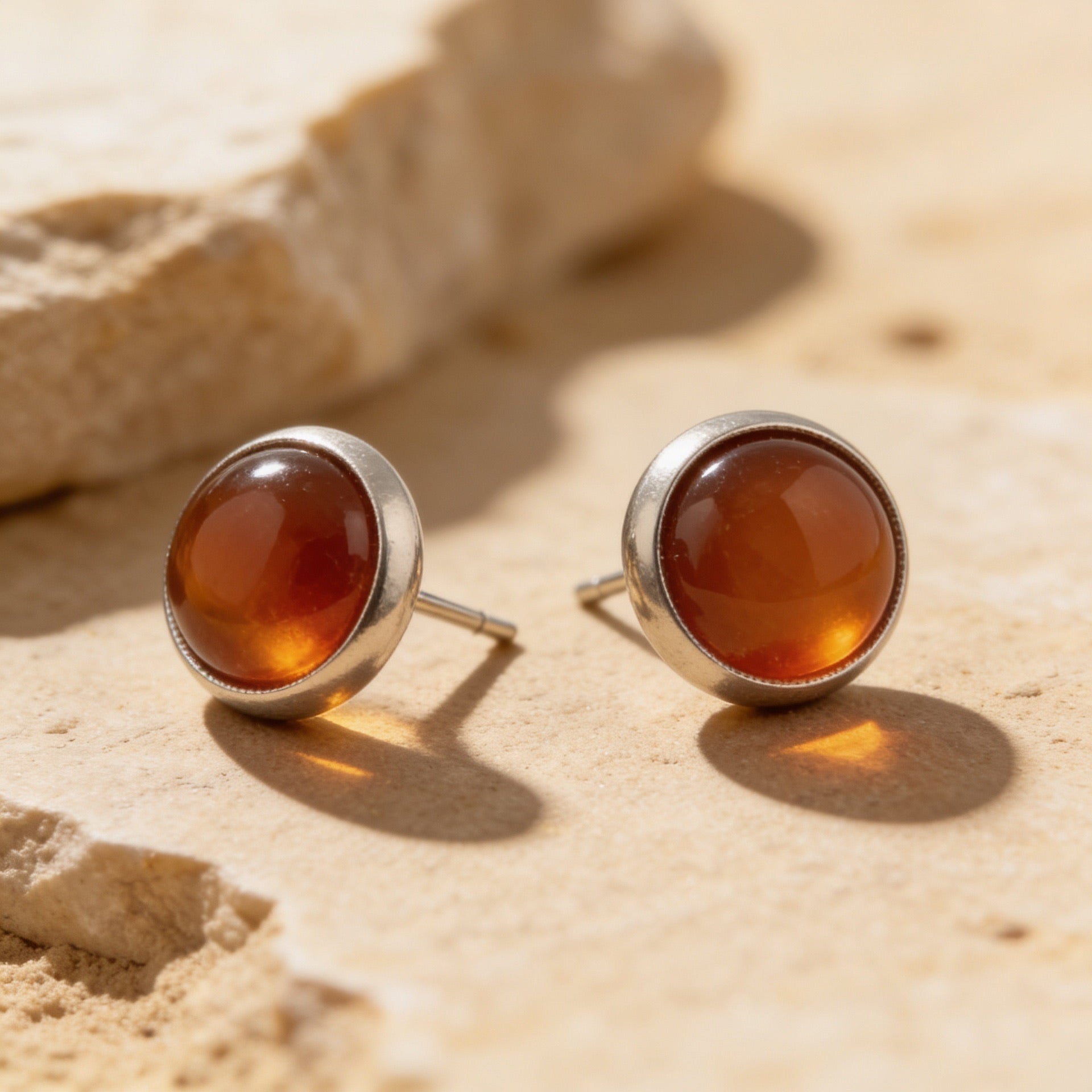 Red Agate Stud Earrings "Orbita"