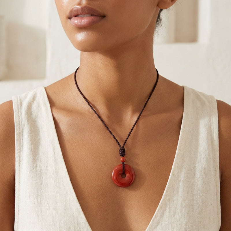 Red Jasper Stone Pendant "Orbit"