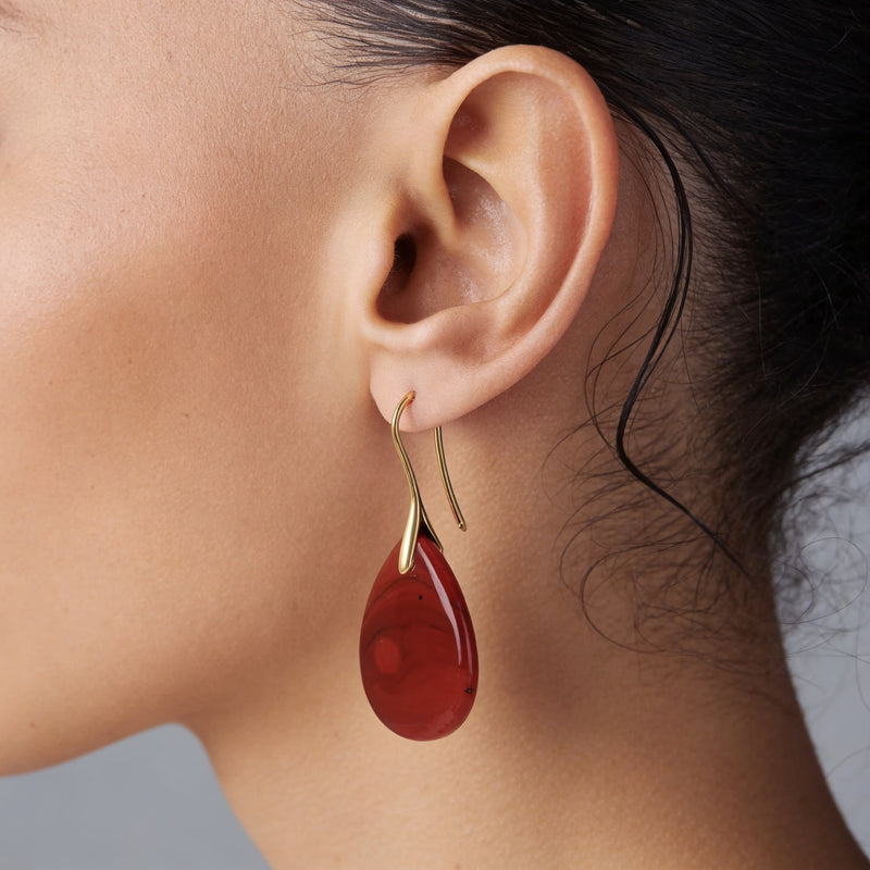 Red Jasper Drop Earrings "Velmora Flame"
