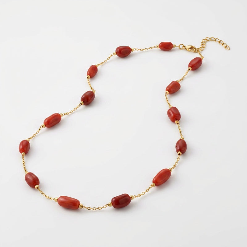 Red Jasper Stone Necklace "Ember Aura"