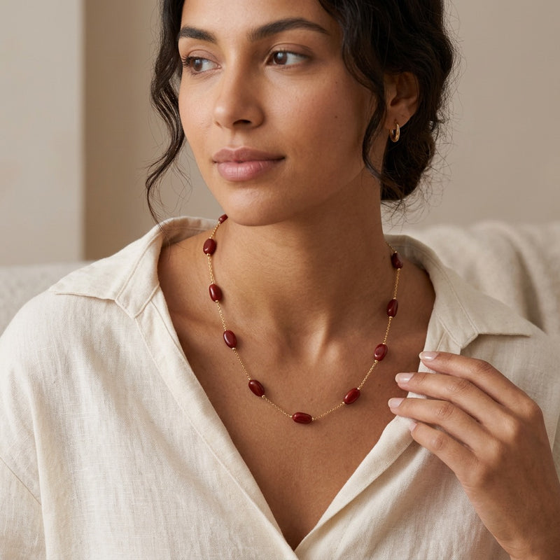 Red Jasper Stone Necklace "Ember Aura"