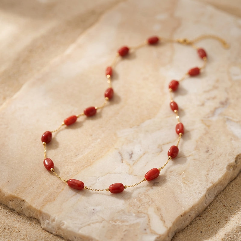 Red Jasper Stone Necklace "Ember Aura"