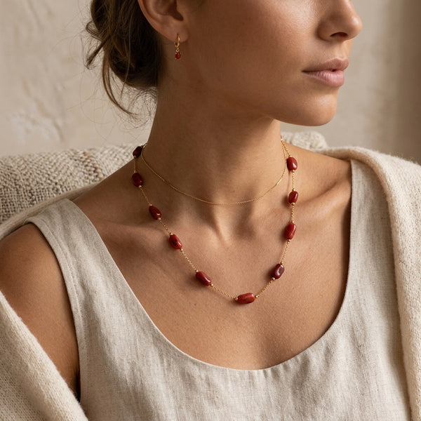 Red Jasper Stone Necklace "Ember Aura"