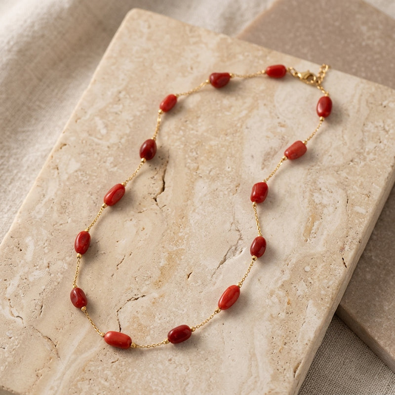 Red Jasper Stone Necklace "Ember Aura"