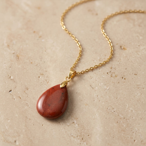 Red Jasper Stone Necklace "Perle"