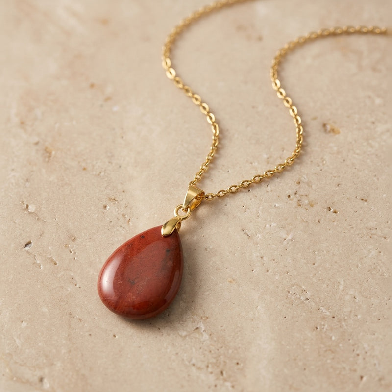 Red Jasper Stone Necklace "Perle"