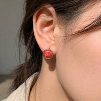 Red Malachite Stud Earrings "Orbita"