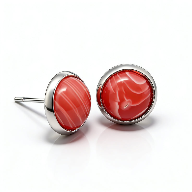 Red Malachite Stud Earrings "Orbita"