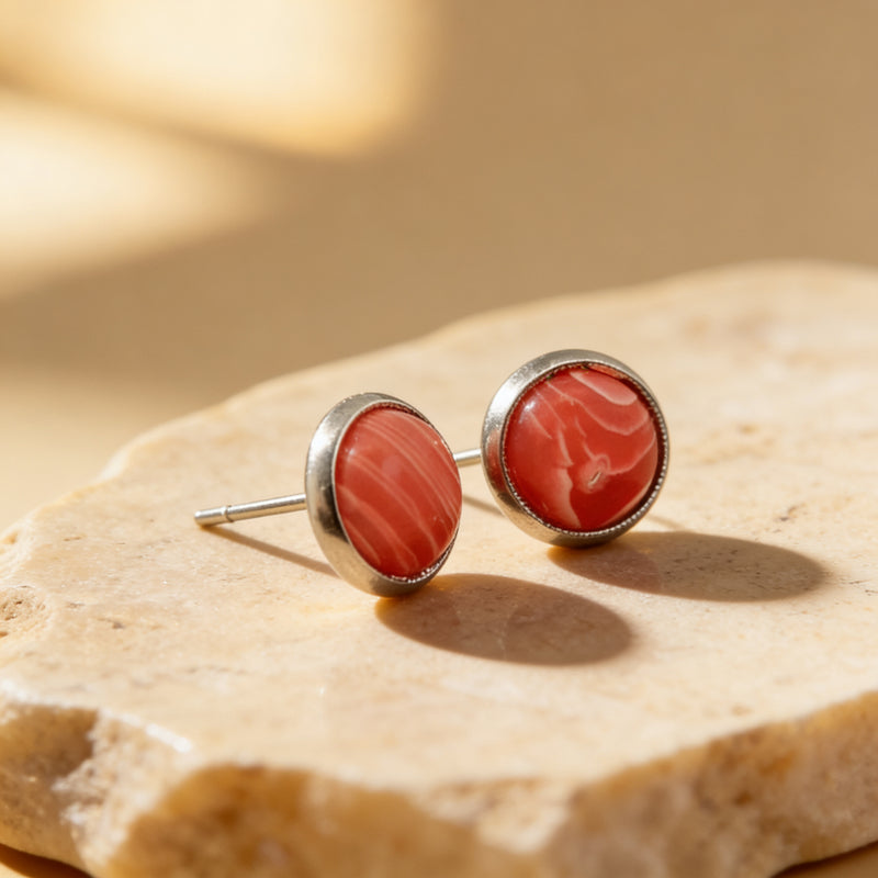 Red Malachite Stud Earrings "Orbita"