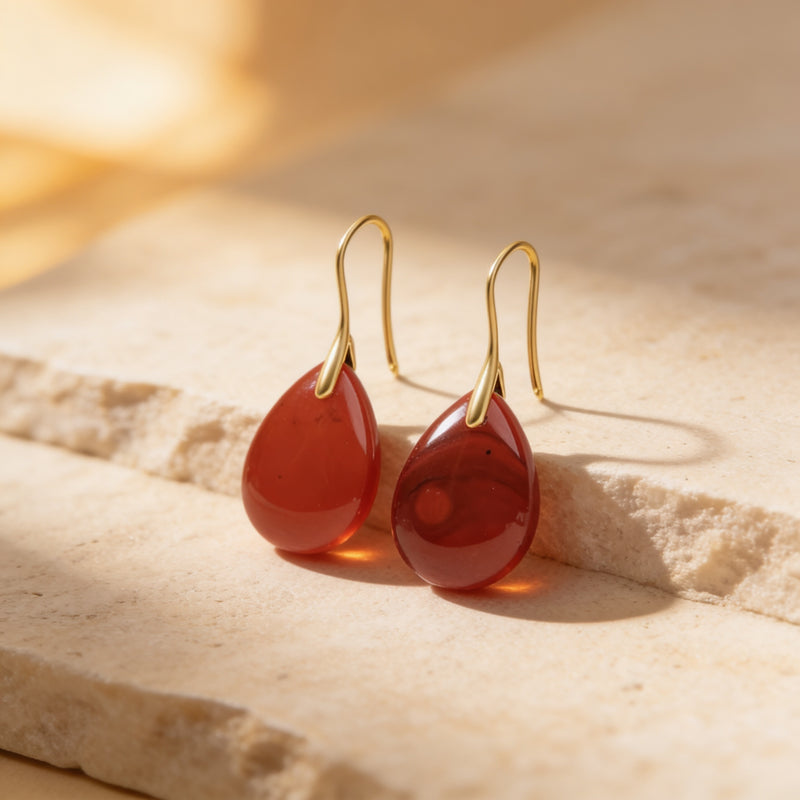 Red Jasper Drop Earrings "Velmora Flame"