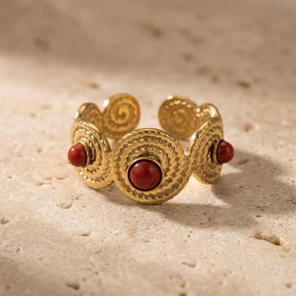 Red Jasper Ring "Trio" adjustable