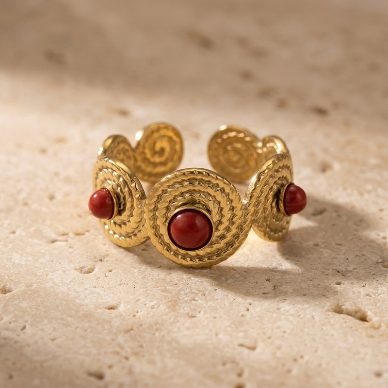 Red Jasper Ring "Trio" adjustable