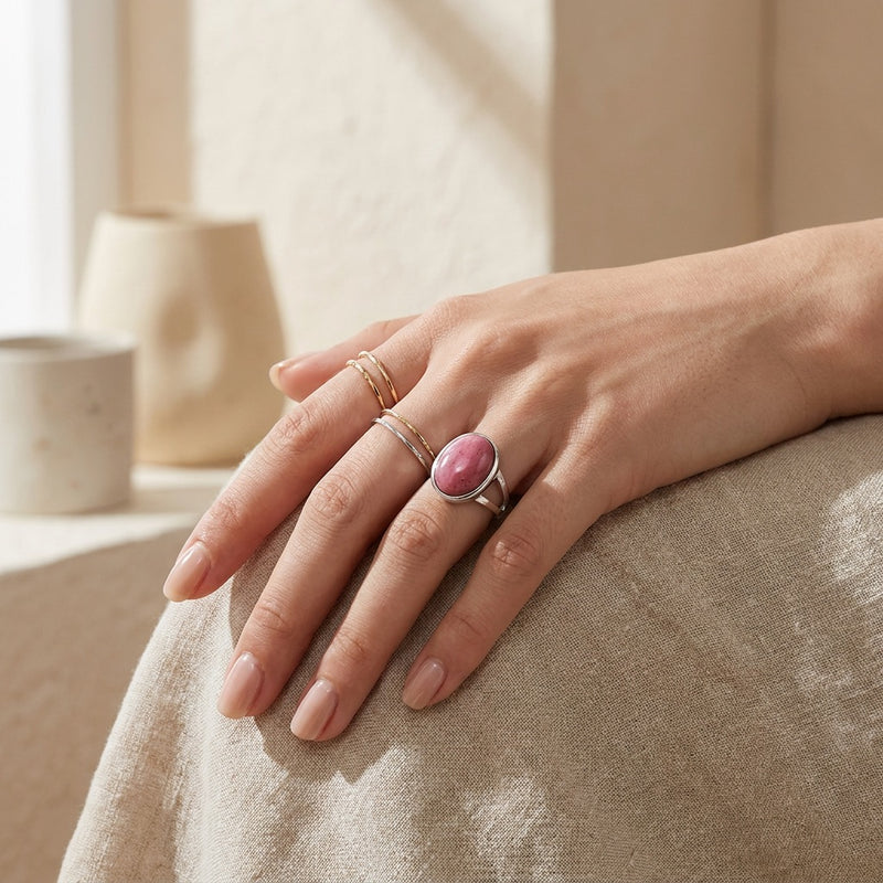 Rhodochrosite Stone Ring “Blush Reverie”