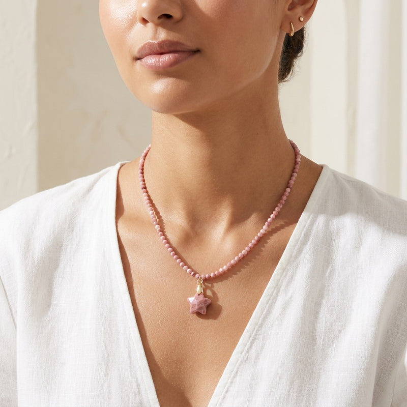 Rhodochrosite Stone Necklace "Stela"