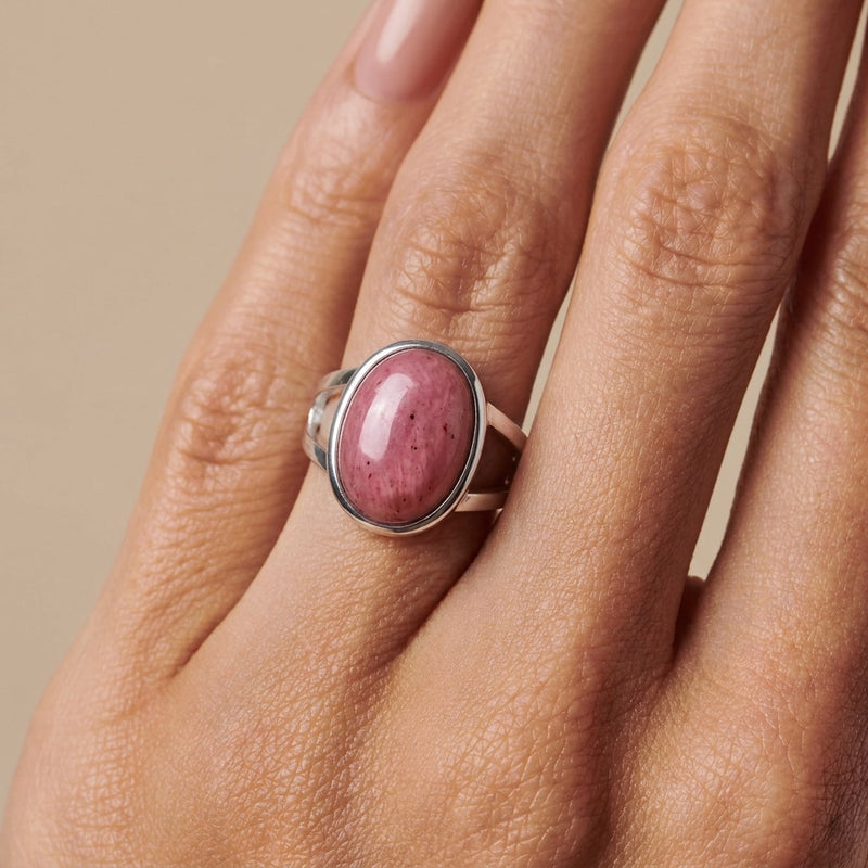 Rhodochrosite Stone Ring “Blush Reverie”